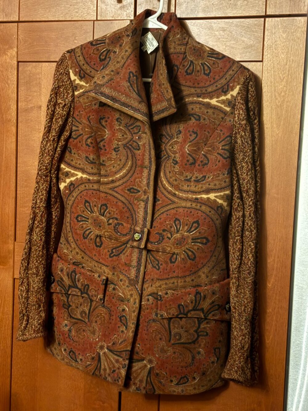 Vintage Valentino Boutique Paisley Tapestry Knit Mixed Media Skirt Suit Set 10